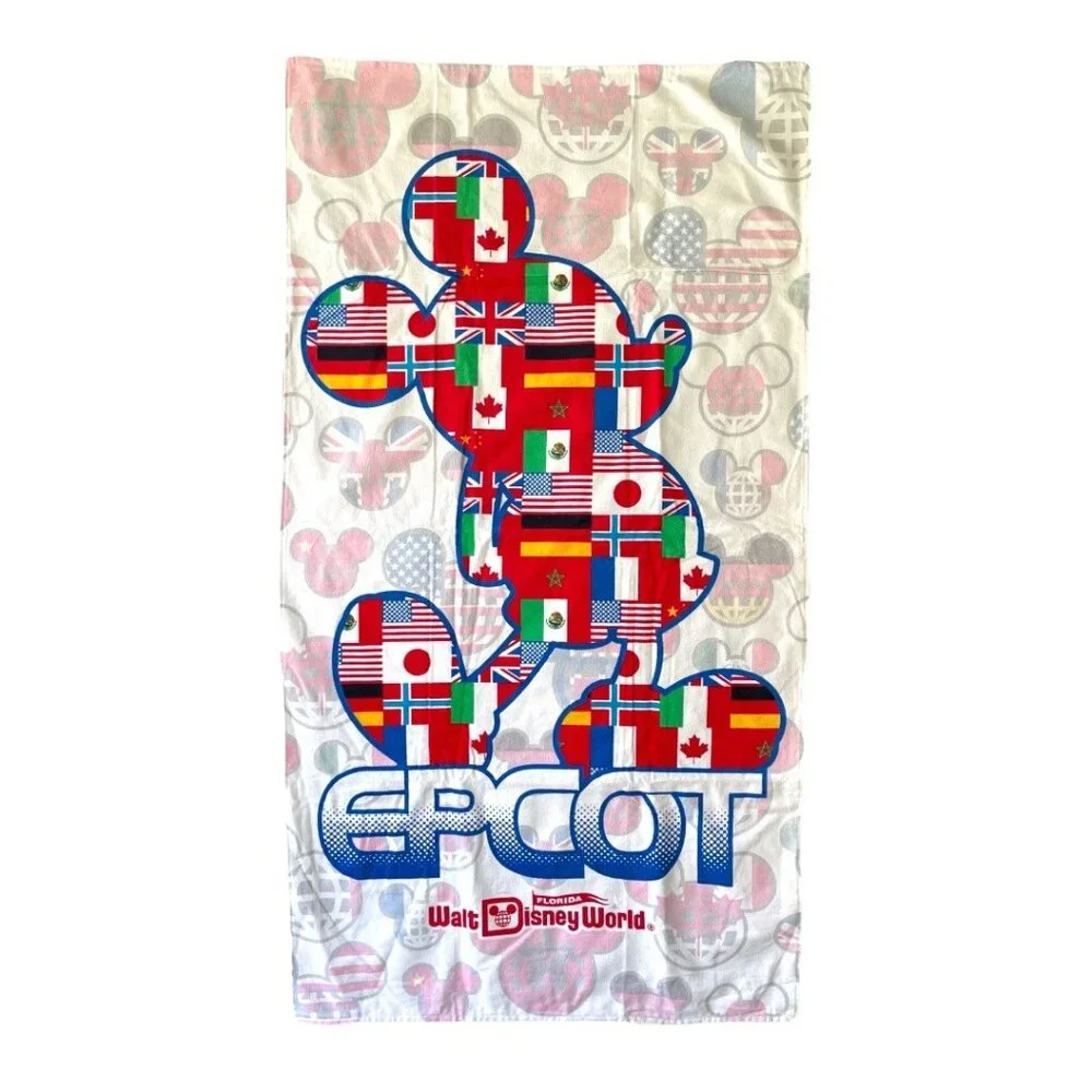 Walt Disney World Epcot Mickey Mouse International Flags Beach Towel